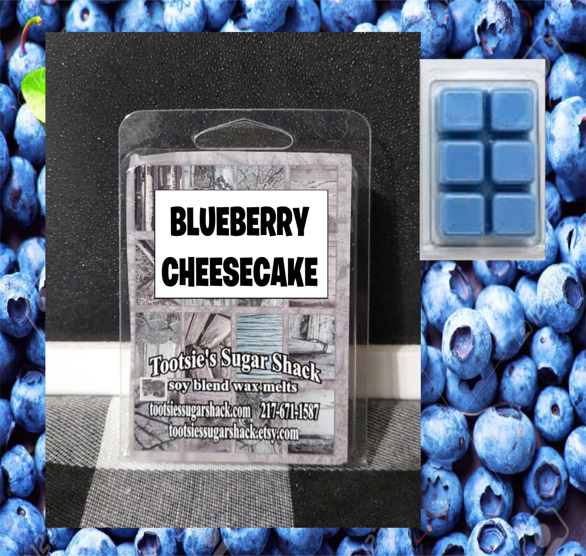 Blueberry Cheesecake Soy Wax Melts 3oz, Food Wax Melts, Waffle Shaped